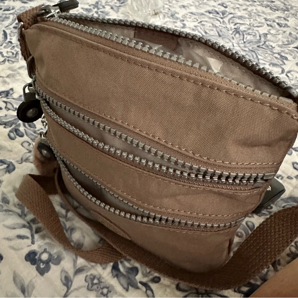 Kipling Keiko Metallic Triple Zip Crossbody Mini Bag - Hazelnut - Picture 6 of 10